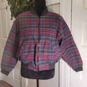 Vtg Plaid Bomber Jacket for Women